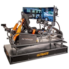 The Actoracer Ultimate driving simulator almost looks like a racing car without wheels.