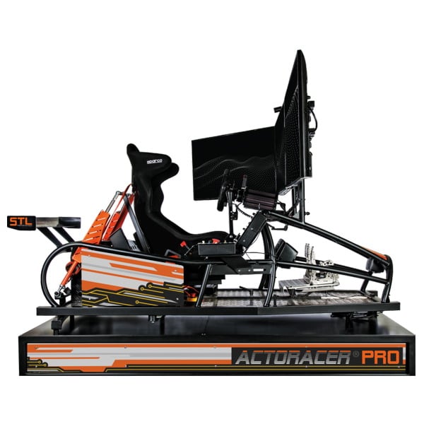 Side view of the ACTORACER Pro racing simulator.